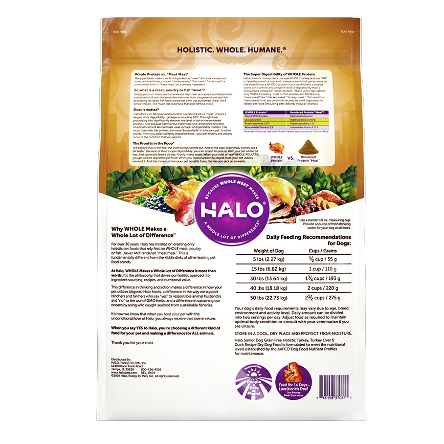 HALO 狗糧 老年犬無穀糧 火雞肉+火雞肝+鴨肉配方 4lb (圖片3)