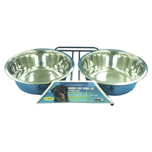 狗狗日常用品-Hagen希勤-有架不銹鋼孖碗-L-D73523S-飲食用具-寵物用品速遞