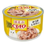 CIAO 日本貓罐頭 BIG 鰹魚+白飯魚味 160g (黃) (CC-54) 貓罐頭 貓濕糧 CIAO INABA 寵物用品速遞