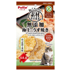 Petio-無穀物貓小食-日本產無添加-極上燒鰹魚節-扇貝薄片-牛磺酸-維他命-DHA-3g-90602902-Petio-寵物用品速遞
