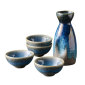 酒品配件-Accessories-日式復古陶瓷清酒酒具套裝-武士藍-1瓶4杯-清酒杯