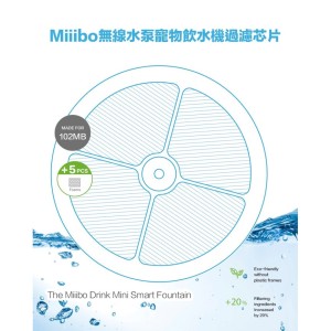 Miiibo貓咪寶-飲水機-升級濾芯片-海綿-5片裝-M-MIIIBO-F-飲食用具-寵物用品速遞