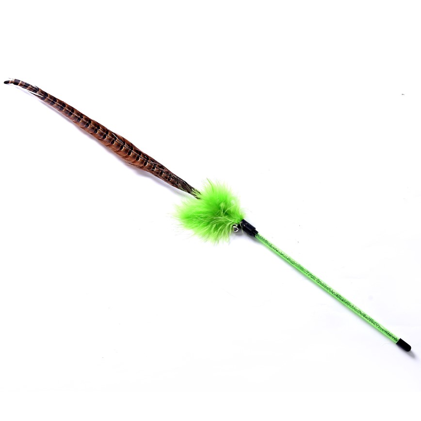 HelloDOG 玩具嚴選 長桿自嗨逗貓棒 山雞尾羽毛 (隨機) (圖片4)