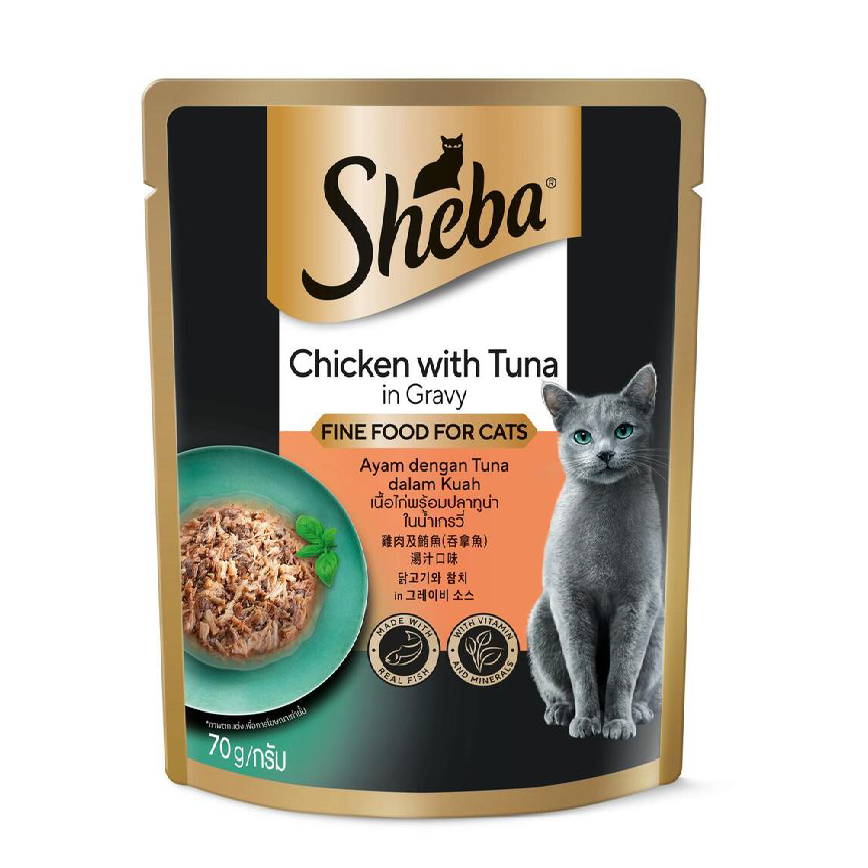Sheba Sheba 袋裝貓濕糧 吞拿魚及雞肉 70g ( 10403055 ) (新舊包裝隨機發貨)