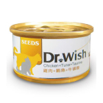 SEEDS 貓罐頭 Dr Wish營養慕絲 雞⾁+鮪⿂+⽜⿈酸 85g (dw01s) 貓罐頭 貓濕糧 SEEDS 寵物用品速遞