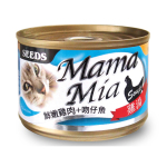 SEEDS   貓罐頭   Mamamia機能雞湯罐   鮮嫩雞⾁+吻仔⿂+Oligo    170g  (ma04) 貓罐頭 貓濕糧 SEEDS 寵物用品速遞