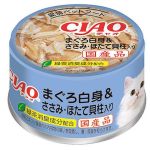 CIAO 貓零食 日本貓罐頭 白身金槍魚片和扇貝 85g (A-83) 貓罐頭 貓濕糧 CIAO INABA 寵物用品速遞