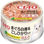 CIAO 貓零食 日本貓罐頭 越光米+白身吞拿魚 85g (A-04) 貓罐頭 貓濕糧 CIAO INABA 寵物用品速遞
