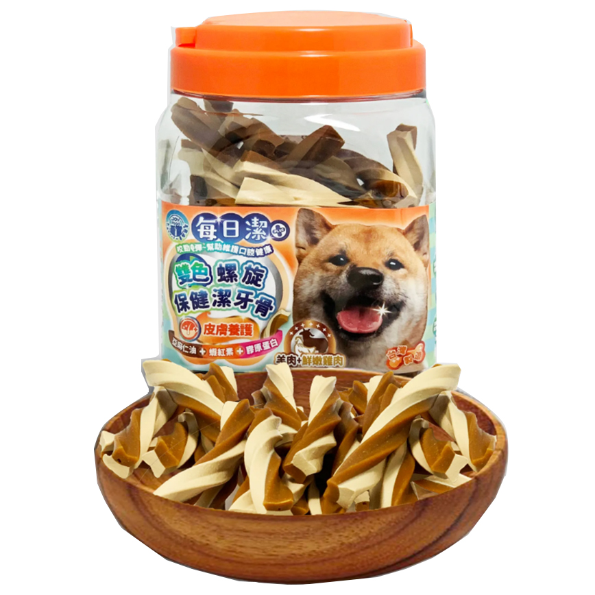 每日潔 每日潔 雙色螺旋保健潔牙骨 桶裝 皮膚養護 羊肉+雞肉 300g (7164) 
