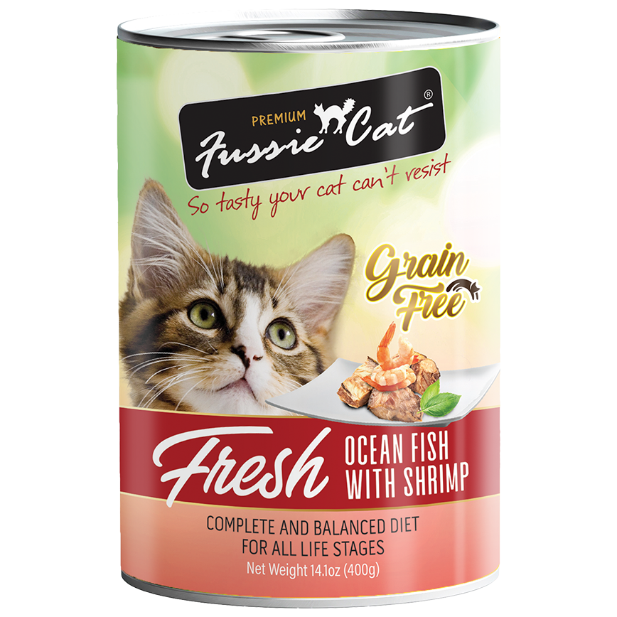 Fussie Cat 貓罐頭 海魚+蝦 400g (FU-4OS) (新舊包裝隨機發貨) (圖片3)