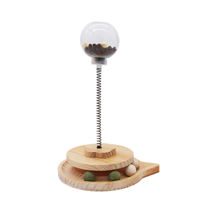 HelloDOG 玩具嚴選 貓玩具 實木轉盤益智不倒翁漏食球 1件 (圖片3)