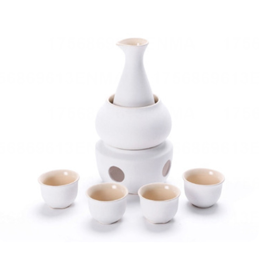 酒 沒有品牌 日式清酒杯 酒杯酒瓶套裝 燭台陶瓷溫酒套裝 (粗陶白)