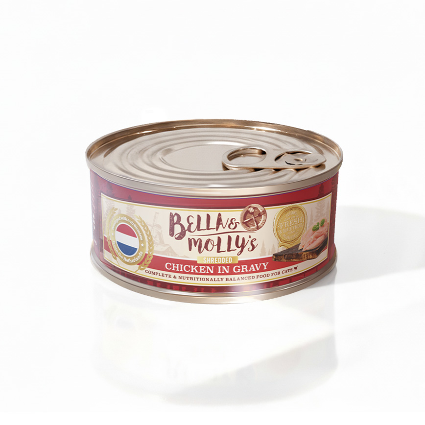 Bella & Molly's Bella & Molly's 荷蘭罐 貓罐頭 AAFCO 主食罐 低脂配方 雞絲肉汁 80g