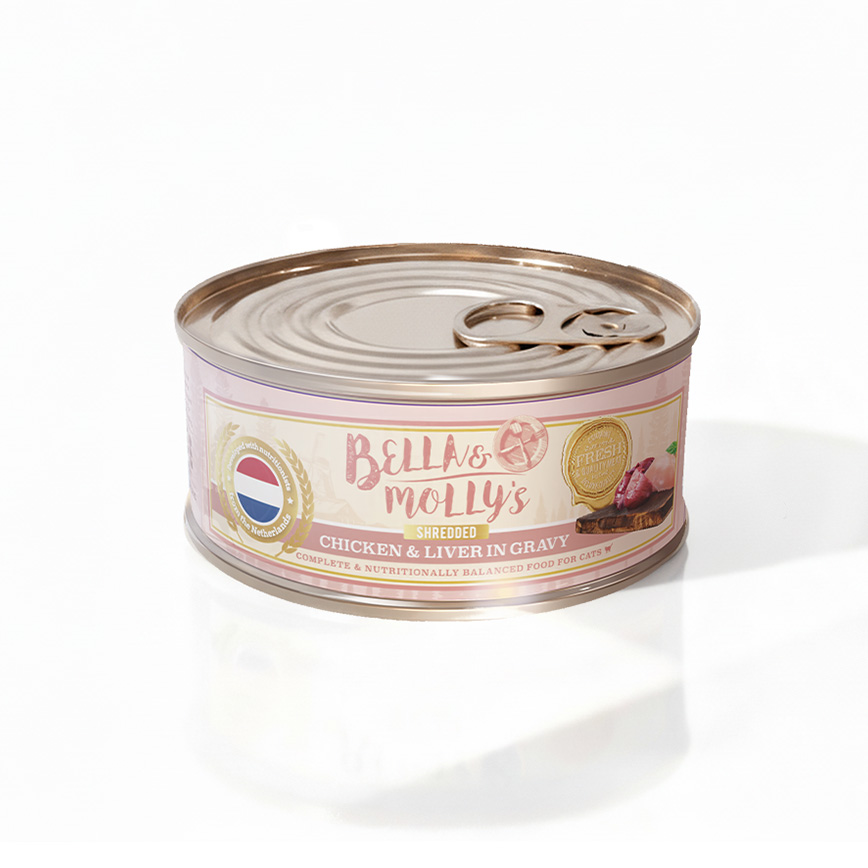 Bella Mollys Bella & Molly's 荷蘭罐 貓罐頭 AAFCO 主食罐 挑咀配方 雞肝及雞絲肉汁 80g
