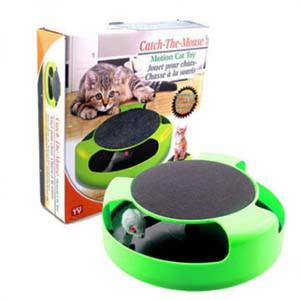 貓咪玩具-catch-the-mouse-FinePet-益智貓咪遊樂盤-無影鼠毛絨貓轉盤-綠-貓貓-寵物用品速遞
