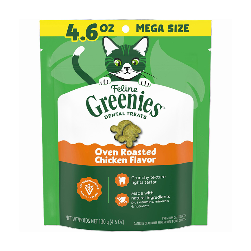 Greenies貓齒靈 貓零食 潔齒餅 Oven Roasted Chicken Flavor 烤雞 4.6OZ (GR201/10205250) (新舊包裝隨機發貨) (圖片3)