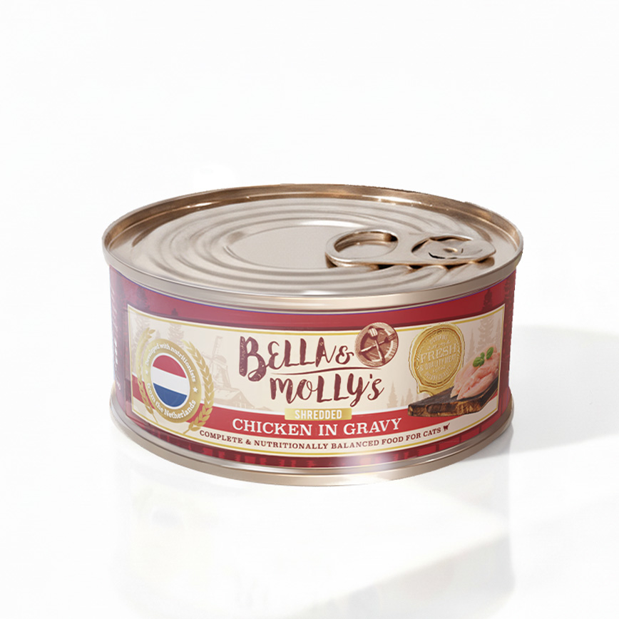 Bella & Molly's Bella & Molly's 荷蘭罐 貓罐頭 AAFCO 主食罐 低脂配方 雞絲肉汁 156g