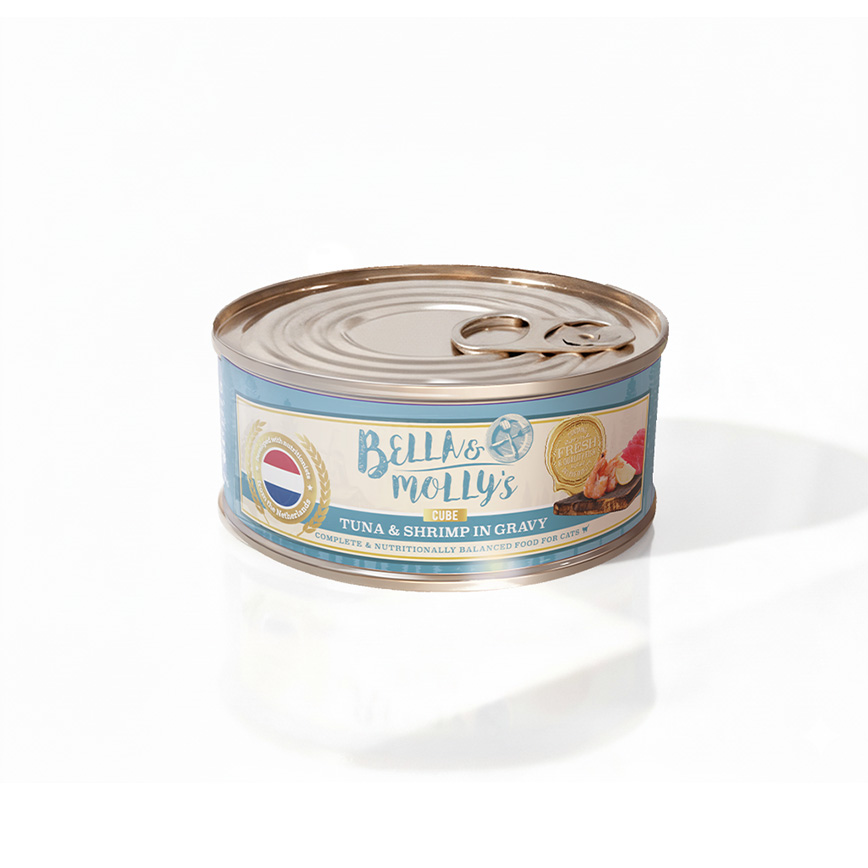 Bella & Molly's Bella & Molly's 荷蘭罐 貓罐頭 AAFCO 主食罐 關節健康 蝦肉及吞拿魚肉塊 40g - 限時試食價
