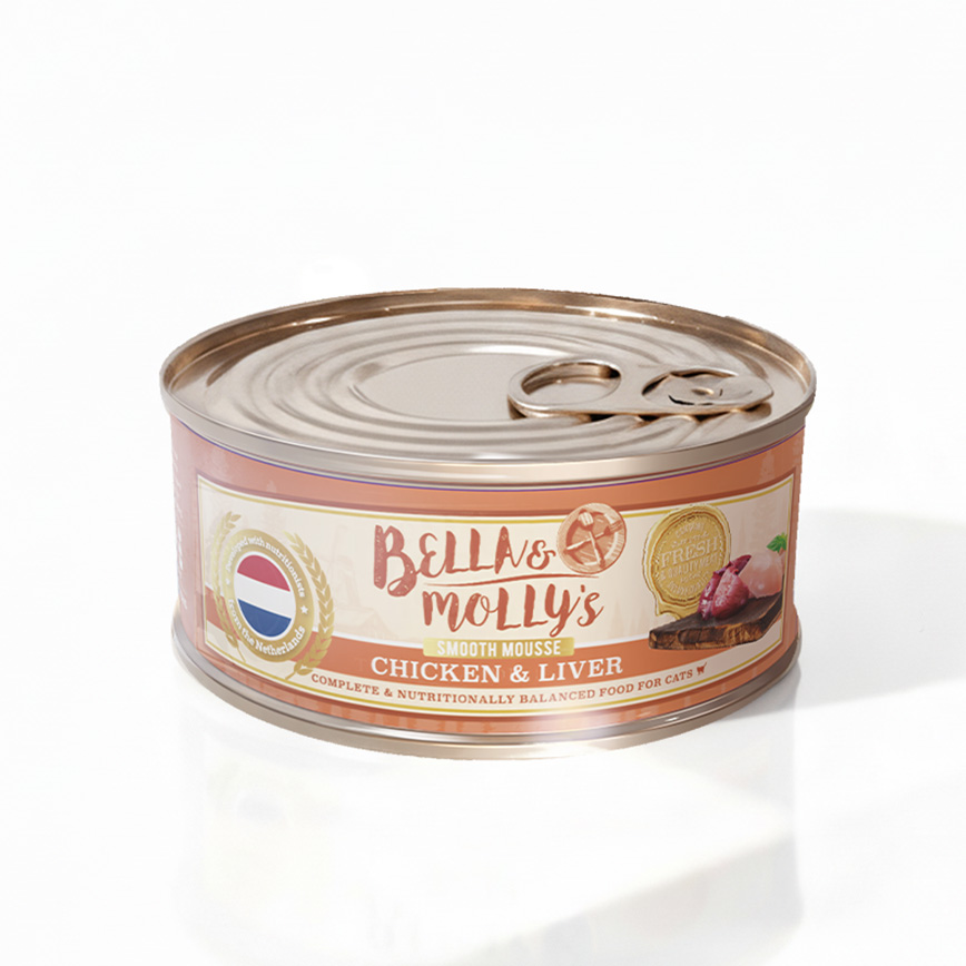 Bella Mollys Bella & Molly's 荷蘭罐 貓罐頭 AAFCO 主食罐 護眼配方 雞肉及雞肝慕絲 156g