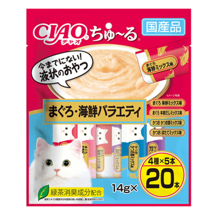 CIAO CIAO 貓肉泥 三文魚及海鮮混合味 14g×20本 (SC-497)