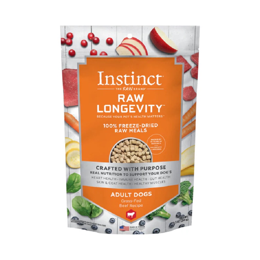 狗糧 Instinct 狗糧 凍乾生肉主食糧 長壽系列 成犬 牛肉 16oz (621324)