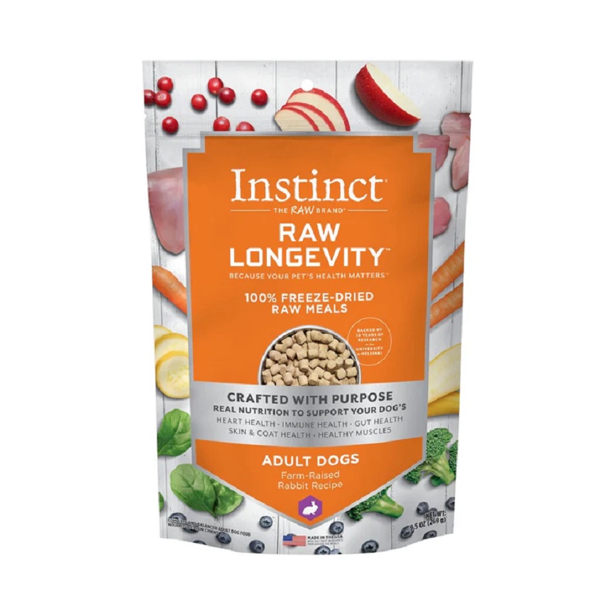 狗糧 Instinct 狗糧 凍乾生肉主食糧 長壽系列 成犬 兔肉 9.5oz (621461)