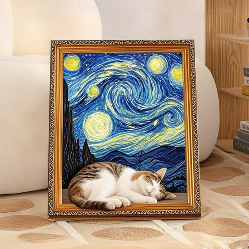 貓抓板 貓爬架 貓抓板之名畫系列 貓玩具 星夜 1個