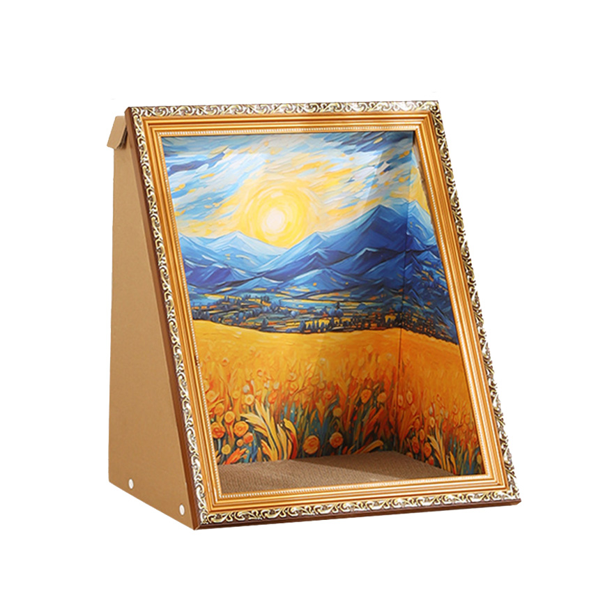 貓抓板 貓爬架 貓抓板之名畫系列 貓玩具 落日麥田 1個