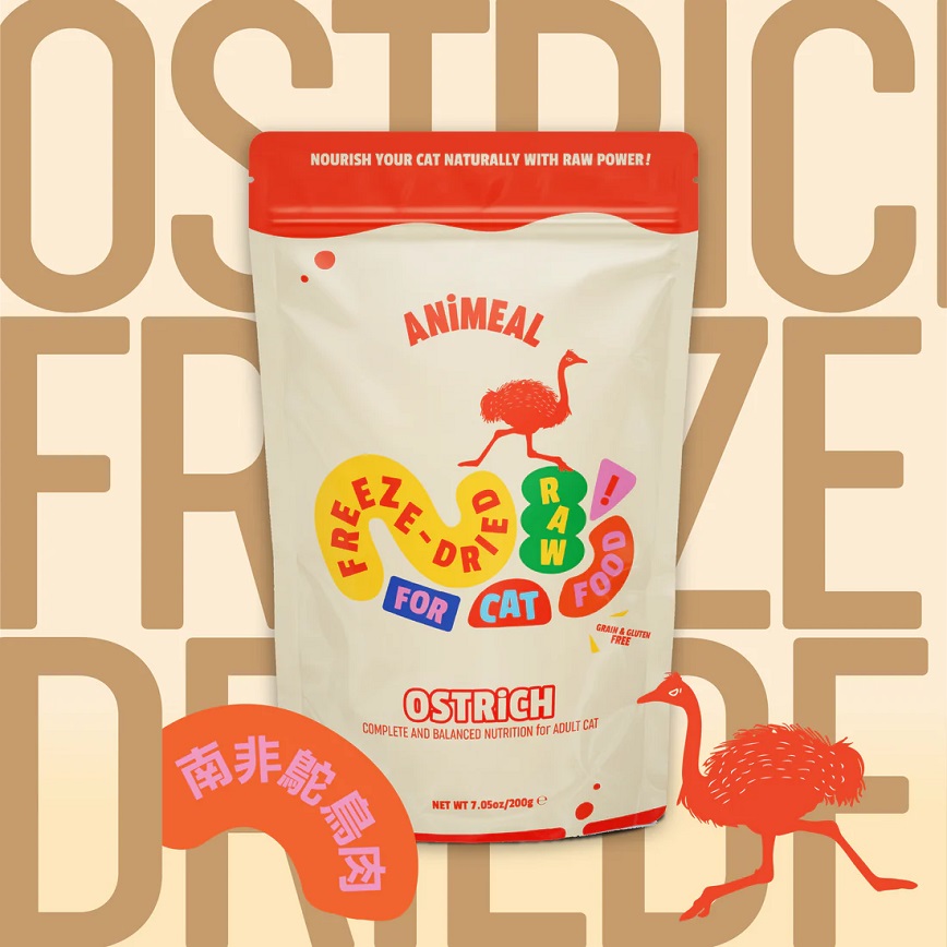 ANiMEAL ANiMEAL 成貓凍乾生肉主食糧 南非鴕鳥肉 200g (RF-CAT-OST)