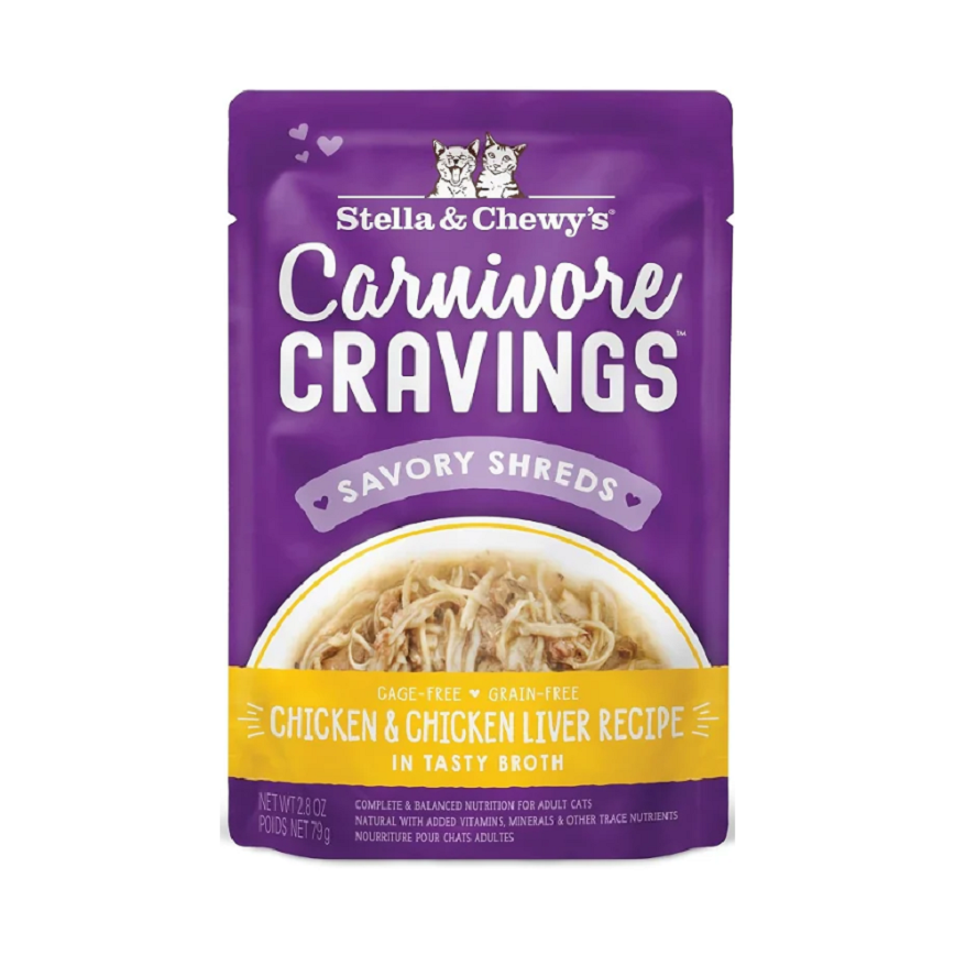 Stella and Chewy Stella & Chewy's 成貓濕糧 食肉獸滋味包 放養雞+雞肝 肉絲配方 2.8oz (CCC-2.8)