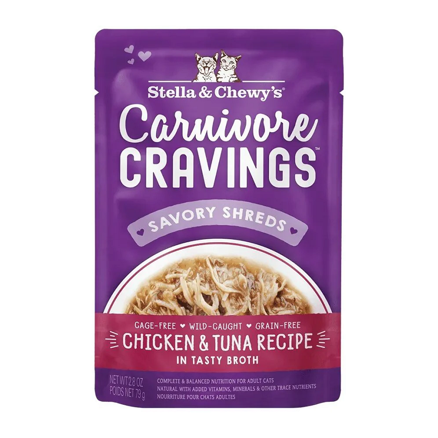 Stella and Chewy Stella & Chewy's 成貓濕糧 食肉獸滋味包 放養雞+吞拿魚 肉絲配方 2.8oz (CCCT-2.8)