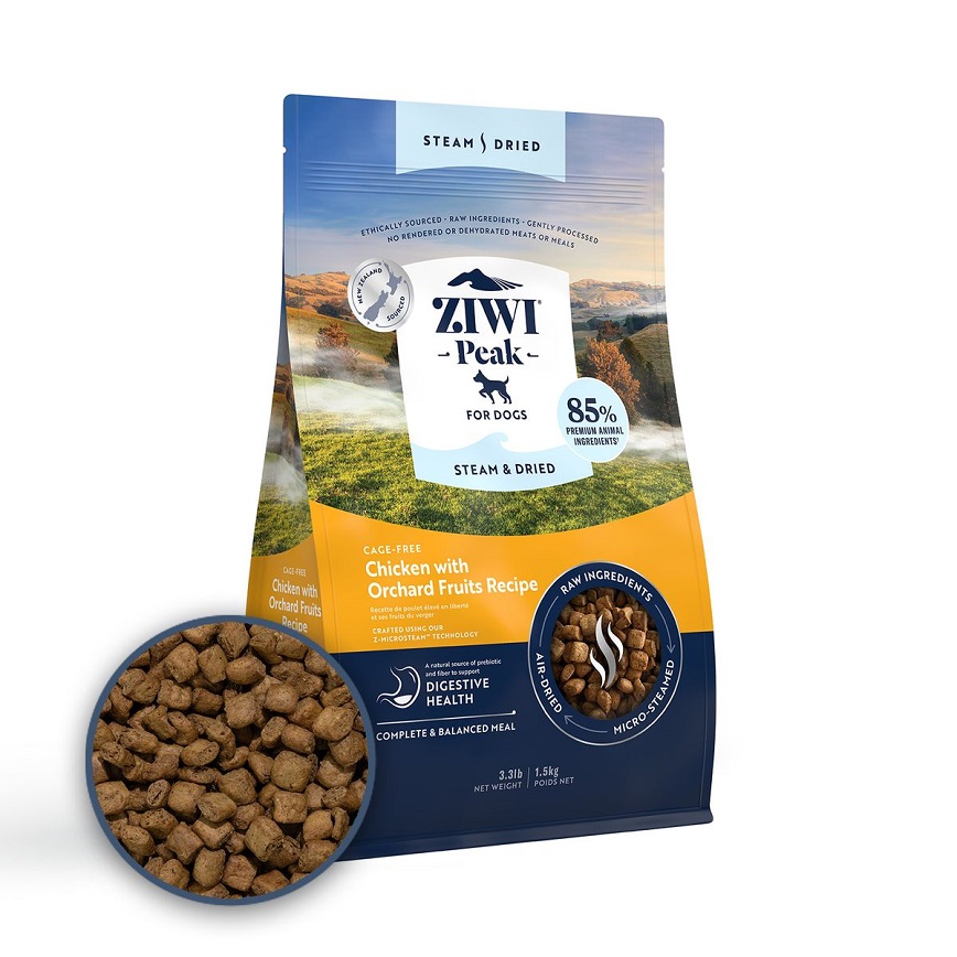 ZiwiPeak ZiwiPeak 狗糧 微蒸風乾系列 放養雞 配果園水果 食譜 1.5kg (ZSDC1.5)