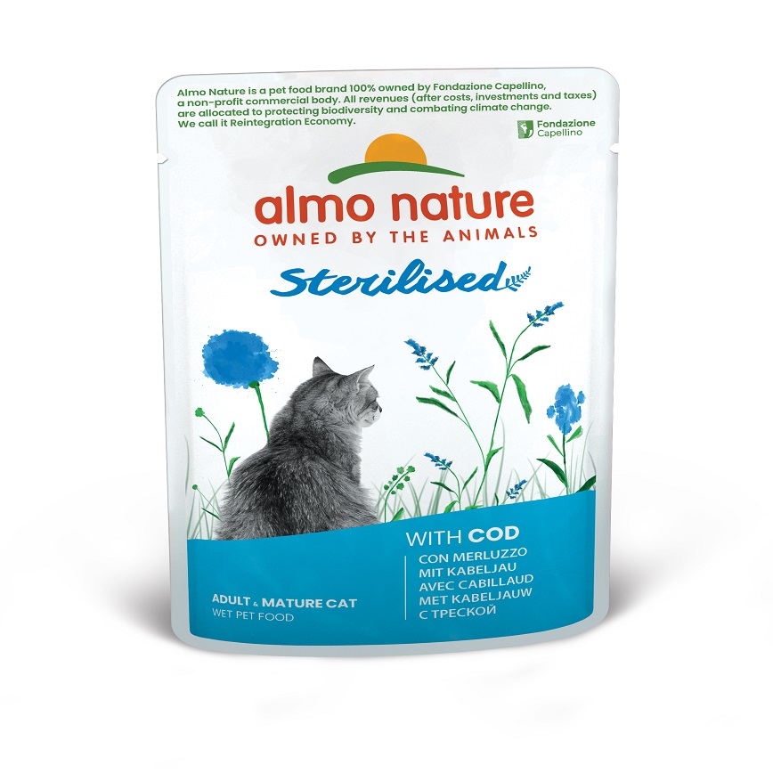 Almo Nature Almo Nature Sterilised 絕育貓鮮包 鱈魚 70g (5290)