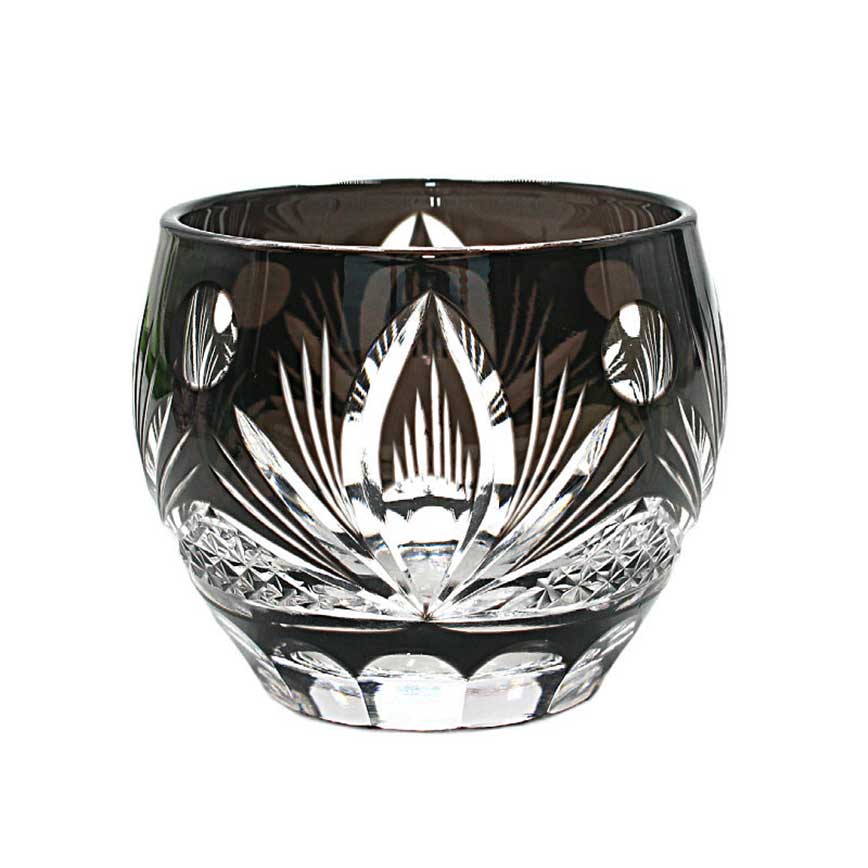 清酒杯 日式切子 清酒杯 火焰花黑色 1個