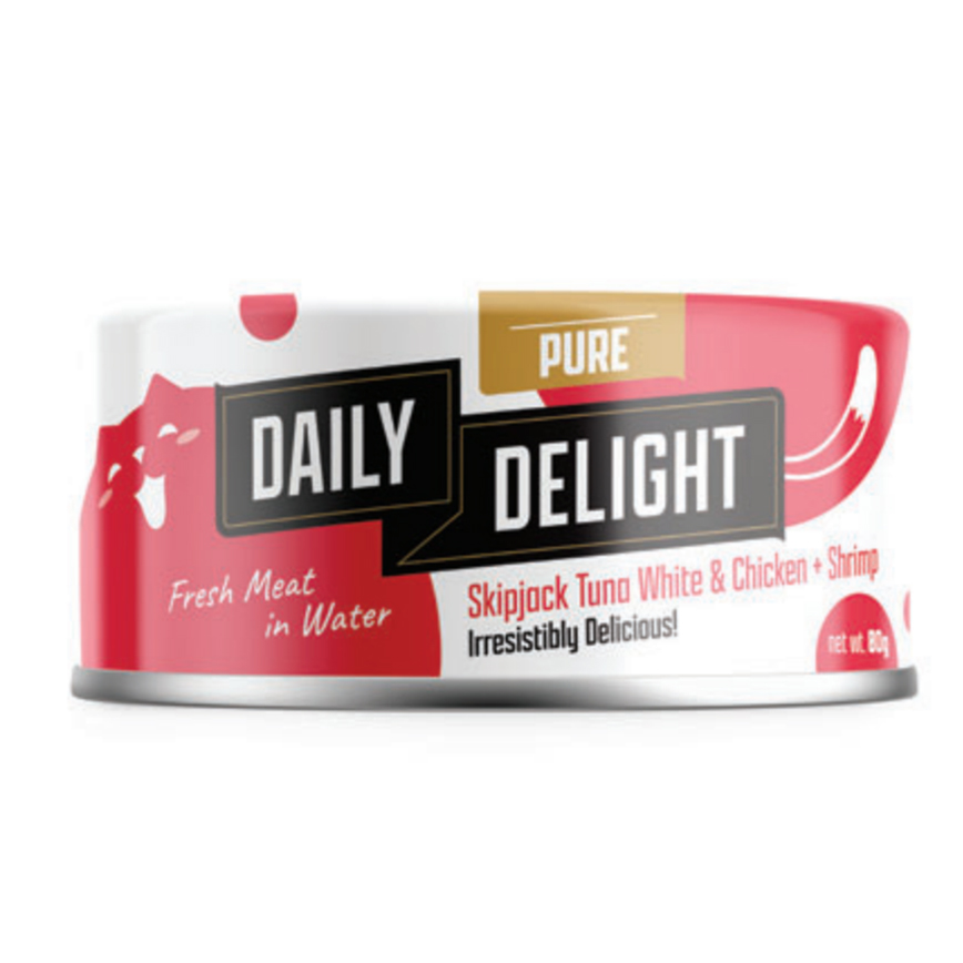 貓罐頭 Daily Delight Pure肉絲系列 貓罐頭 鮮蝦+白鰹吞拿魚+雞肉 80g (DD45)