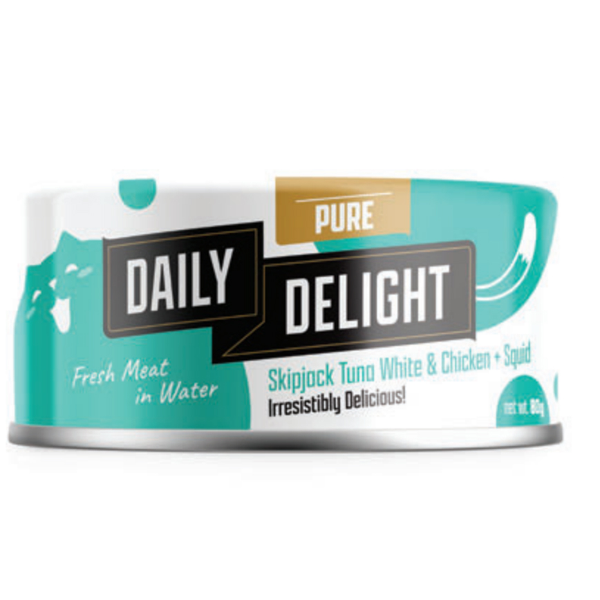 貓罐頭 Daily Delight Pure肉絲系列 貓罐頭 魷魚+白鰹吞拿魚+雞肉 80g (DD46)