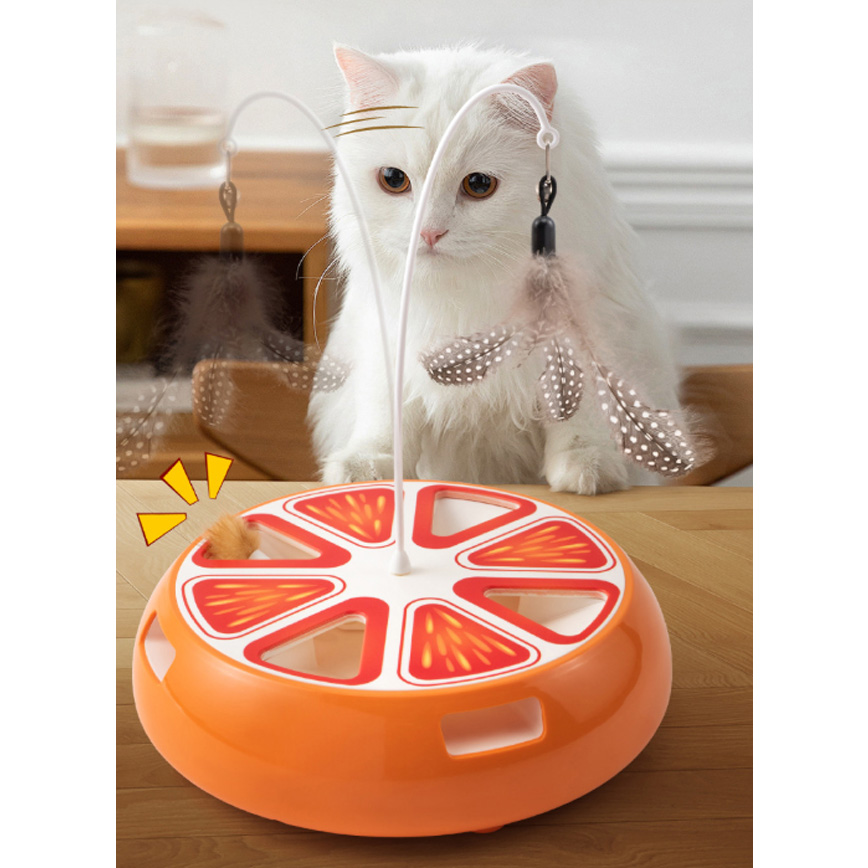 【富貴貓砂 水晶貓砂 換購品】貓玩具 智能旋轉羽毛飛碟逗貓玩具 1件