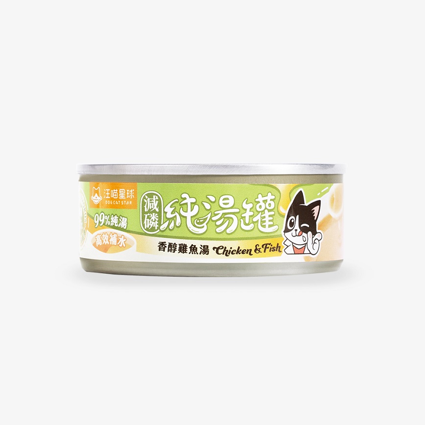 汪喵星球 汪喵星球 貓罐頭 DogCatStar 無膠慢燉純湯罐 香醇雞魚湯 減磷配方 80g (FS330)