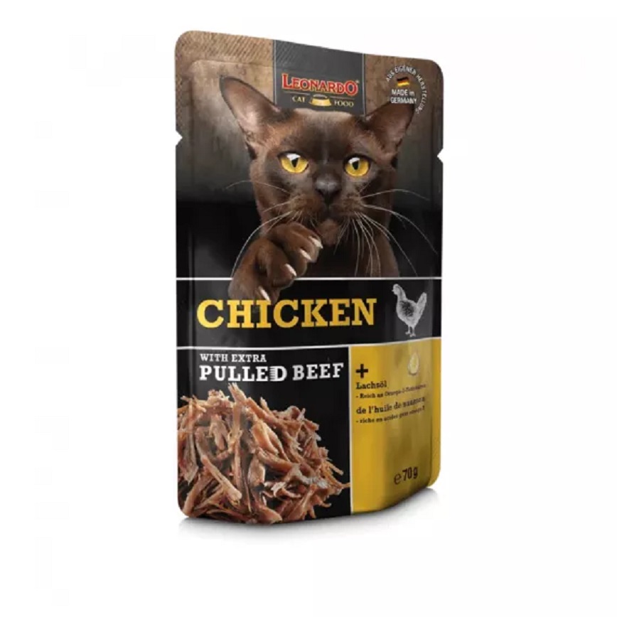 Leonardo Leonardo 貓濕糧 手撕肉餐包系列 雞肉+牛肉絲 70g