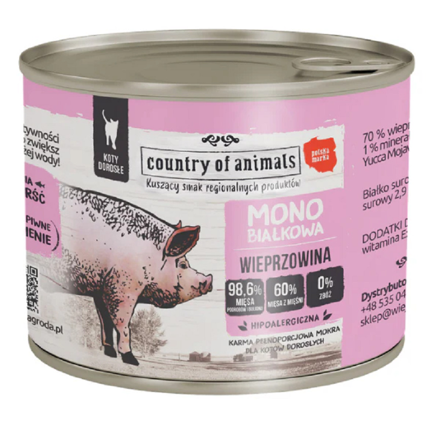 貓罐頭 Country of animals 貓罐頭 單一蛋白罐 豬肉 200g (94375)