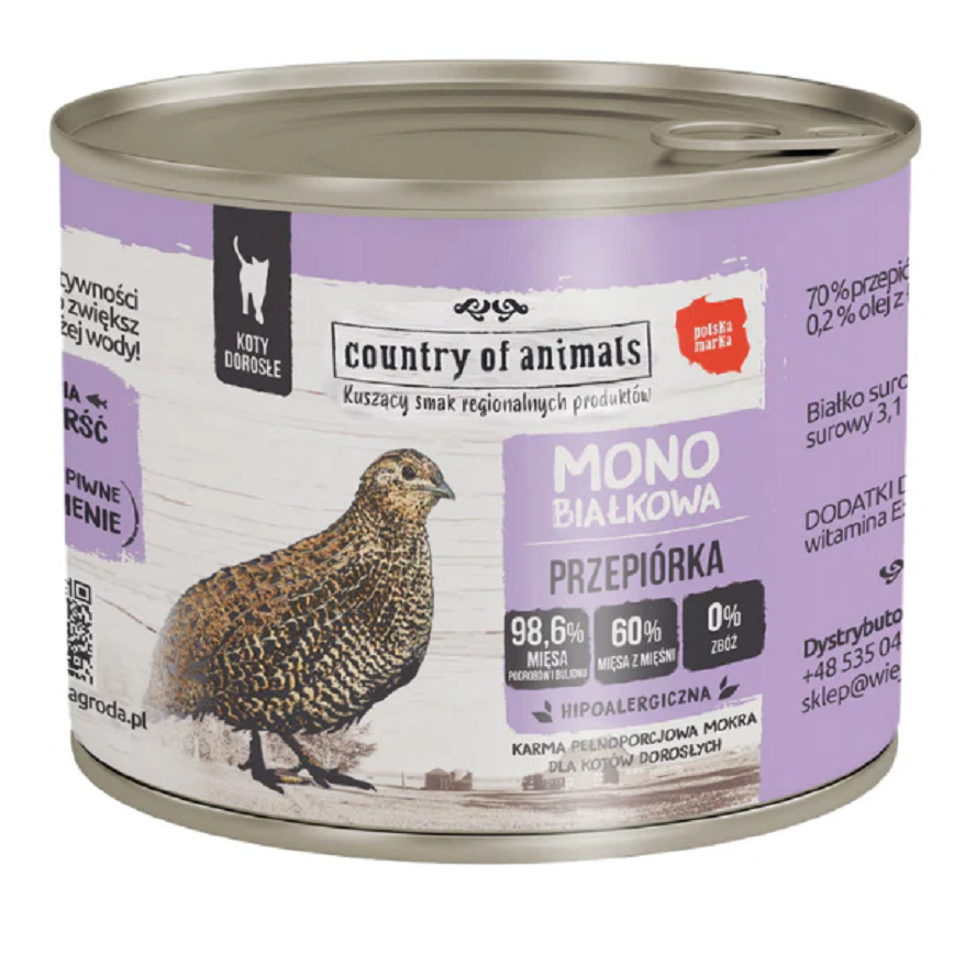 貓罐頭 Country of animals 貓罐頭 單一蛋白罐 鵪鶉 200g (94351)