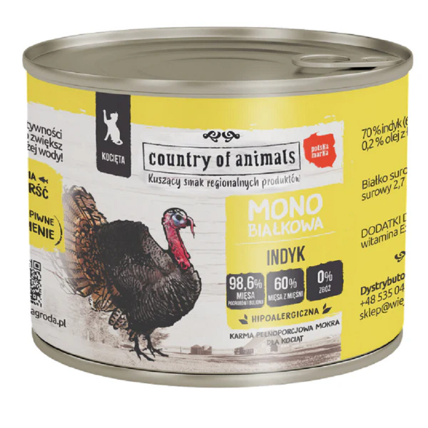 貓罐頭 Country of animals 貓罐頭 單一蛋白罐 火雞 200g (94320)