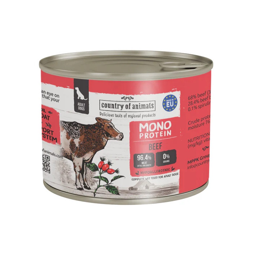 狗罐頭 Country of animals 狗罐頭 單一蛋白罐 牛肉 200g (94429)