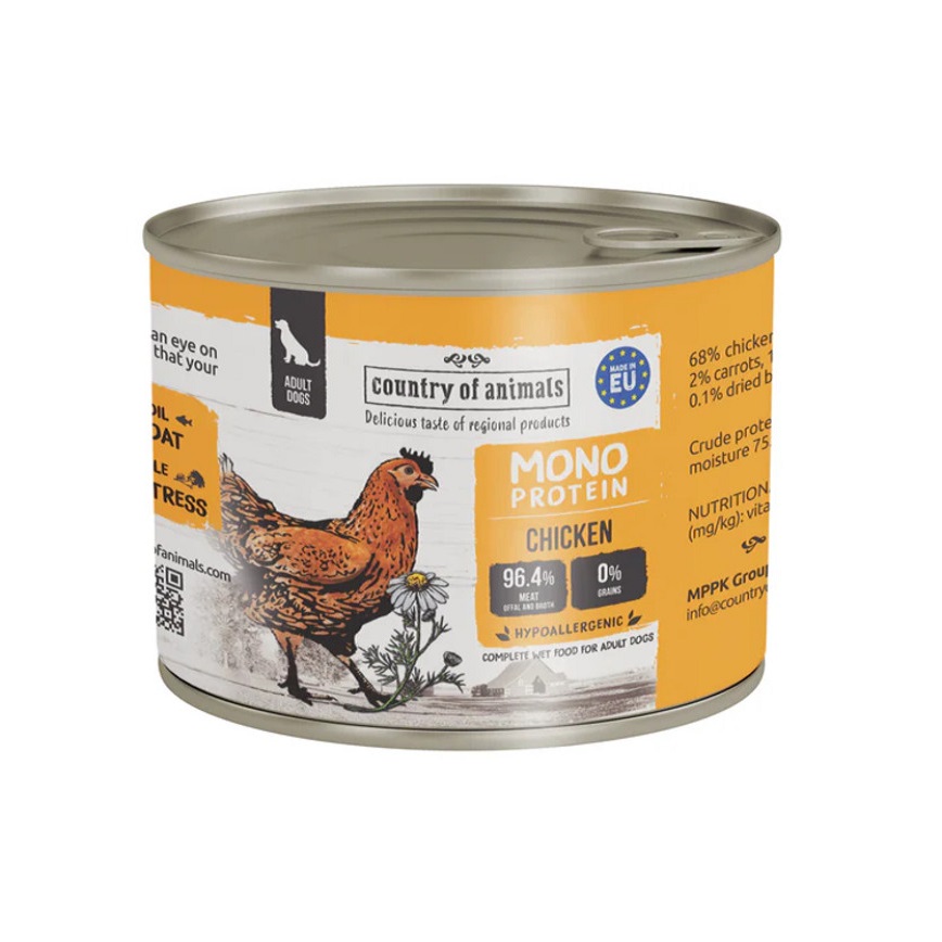 狗罐頭 Country of animals 狗罐頭 單一蛋白罐 雞肉 200g (94436)