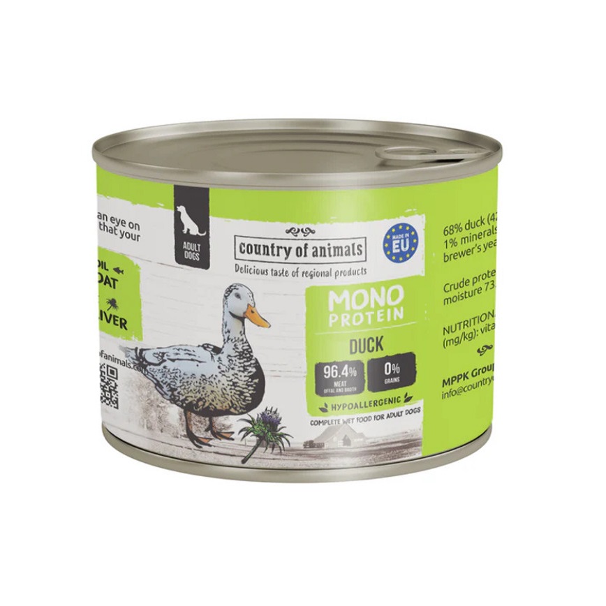 狗罐頭 Country of animals 狗罐頭 單一蛋白罐 鴨肉 200g (94450)