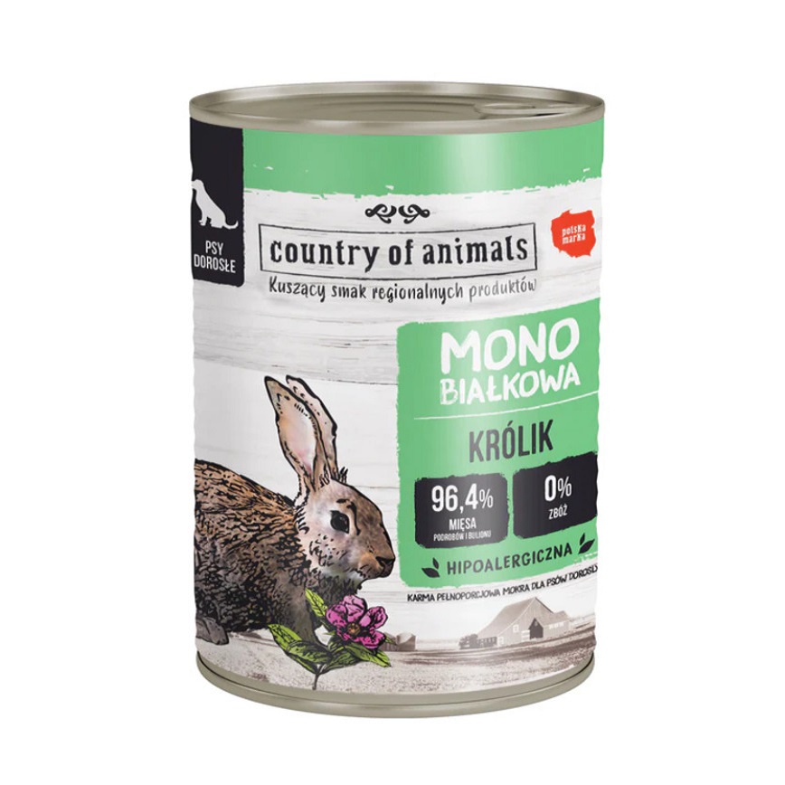 狗罐頭 Country of animals 狗罐頭 單一蛋白罐 兔肉 400g (92081)