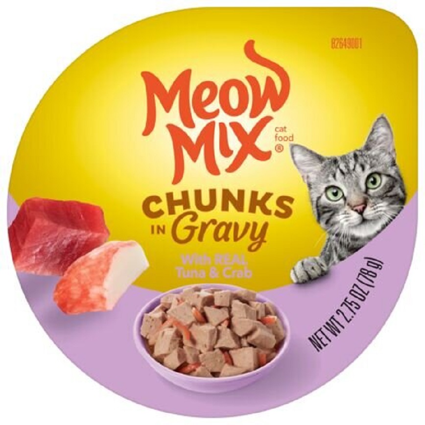 Meow Mix Meow Mix 杯装濕糧 角切肉汁 吞拿魚+蟹 78g (MM-86)