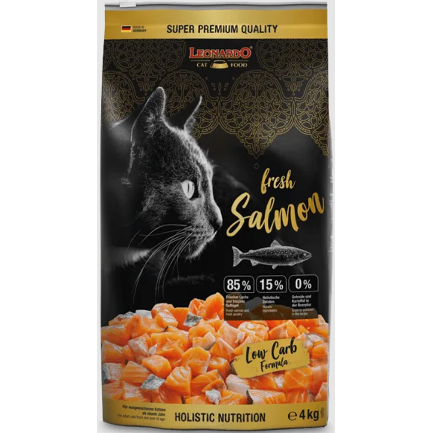 Leonardo Leonardo 貓糧 無穀物鮮肉貓乾糧 成貓糧 新鮮三文魚+家禽配方 4kg