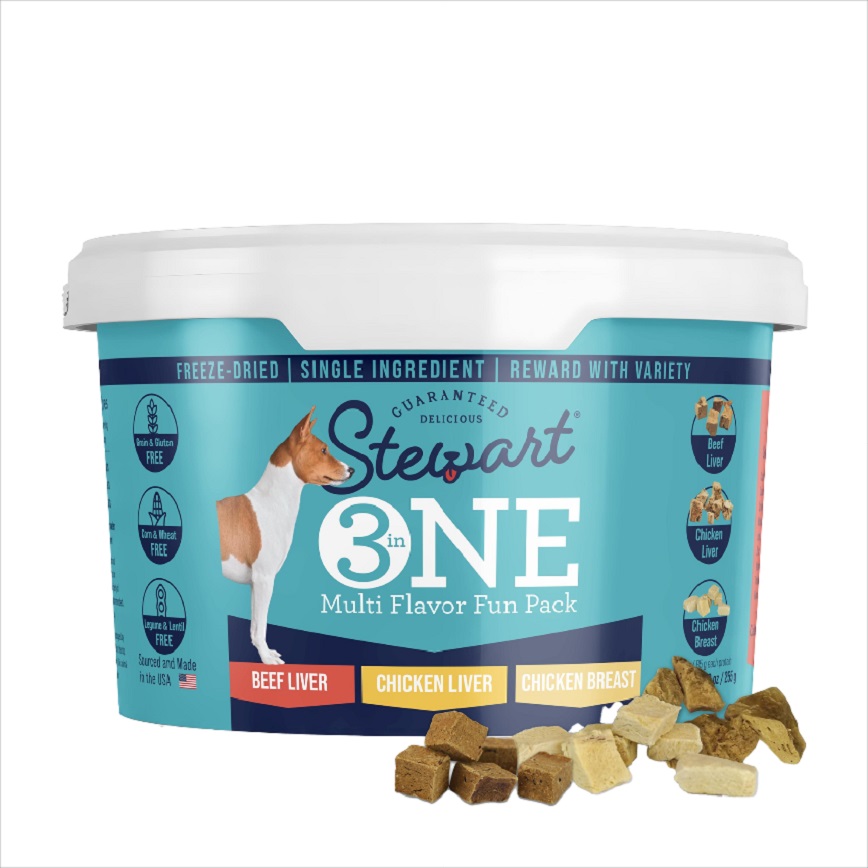 狗零食 Stewart 狗零食 凍乾肉粒 3合1混合裝 (⽜肝、雞胸、雞肝) 9oz (SA5370)