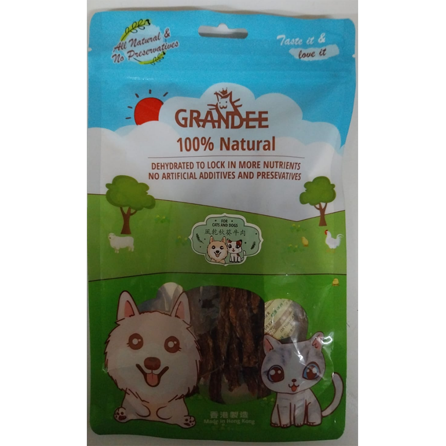 GRANDEE GRANDEE 香港製造 天然風乾小食 風乾秋葵牛肉 50g (貓犬用)